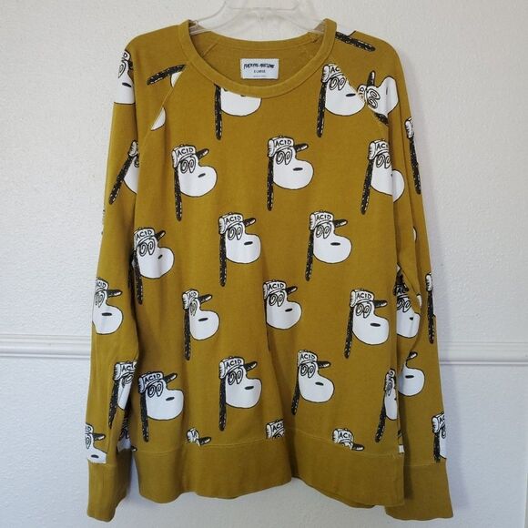 F cking Awesome Snoopy Acid Tee Rare Size XL Yellow Mustard Terry Cloth Inside - Picture 1 of 16